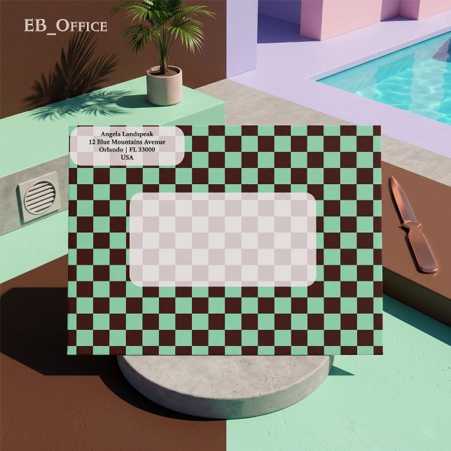 Brown & Bright Green Chequered Return Address    Envelope (Love the envelope, but looking for a different hue? Visit EB_Office to explore our full collection.)