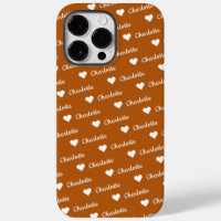 Brown Bronze Repeating Name Script Heart 