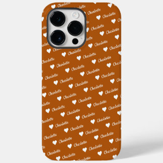 Brown Bronze Repeating Name Script Heart  iPhone 14 Pro Max Case
