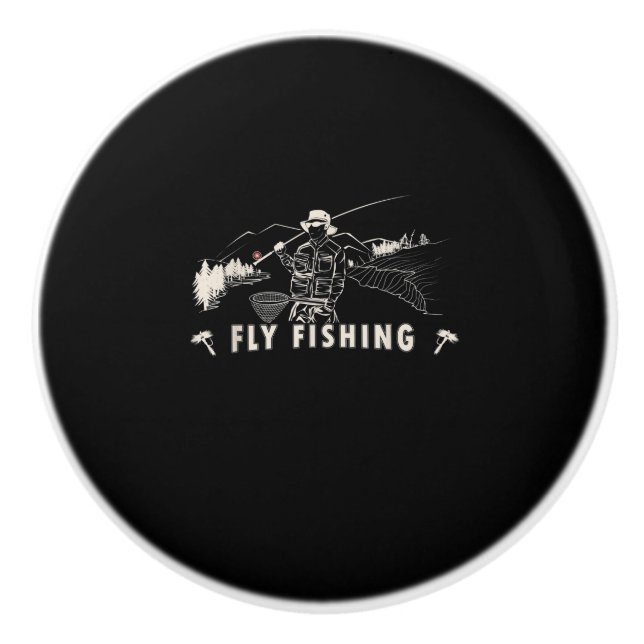 Brown Brook Trout Fly Fishing Gift Fisherman Ceramic Knob (Front)