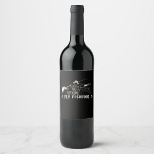 Brown Brook Trout Fly Fishing Gift Fisherman Line Wine Label