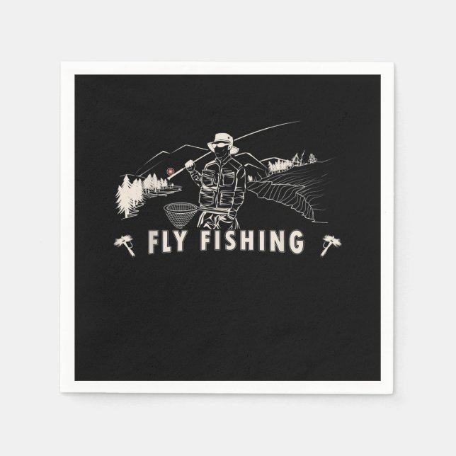 Brown Brook Trout Fly Fishing Gift Fisherman Napkin (Front)