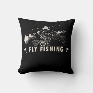 Brown Brook Trout Fly Fishing Gift Fisherman Throw Pillow