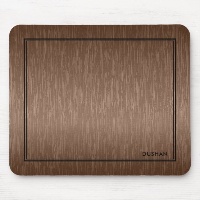 Brown Brushed Metallic Texture Print Mouse Pad (Front)