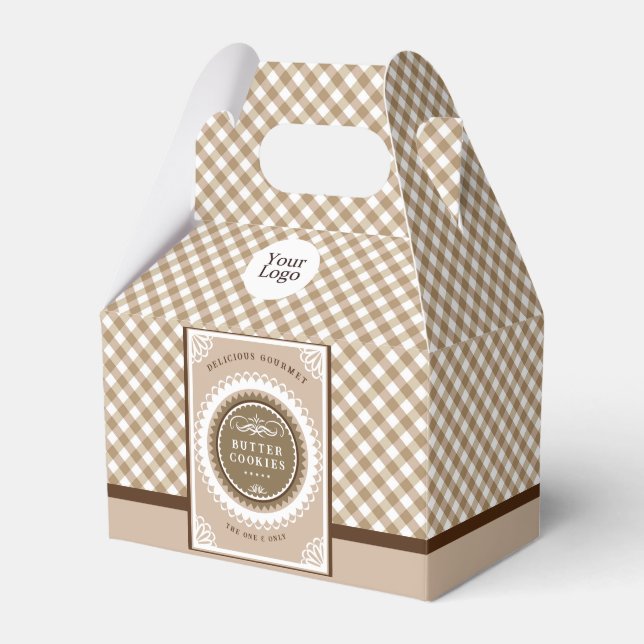 Brown Buffalo Gingham  Favor Box (Front Side)