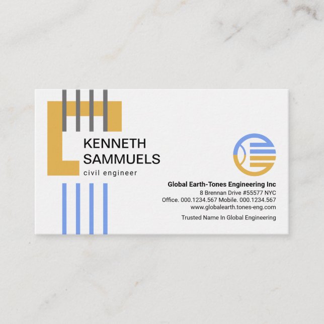 Brown Building Block Vertical Re-Bar Engineering Business Card (Front)