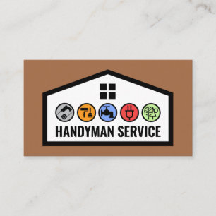 Brown Building Frame With Handyman Tools Business Card