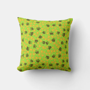 Brown Bunnies and Orange Carrots on Easter Grass G Throw Pillow