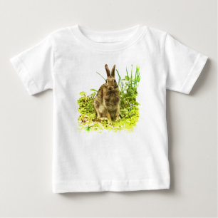 Brown Bunny Rabbit in Green Grass Baby T-Shirt