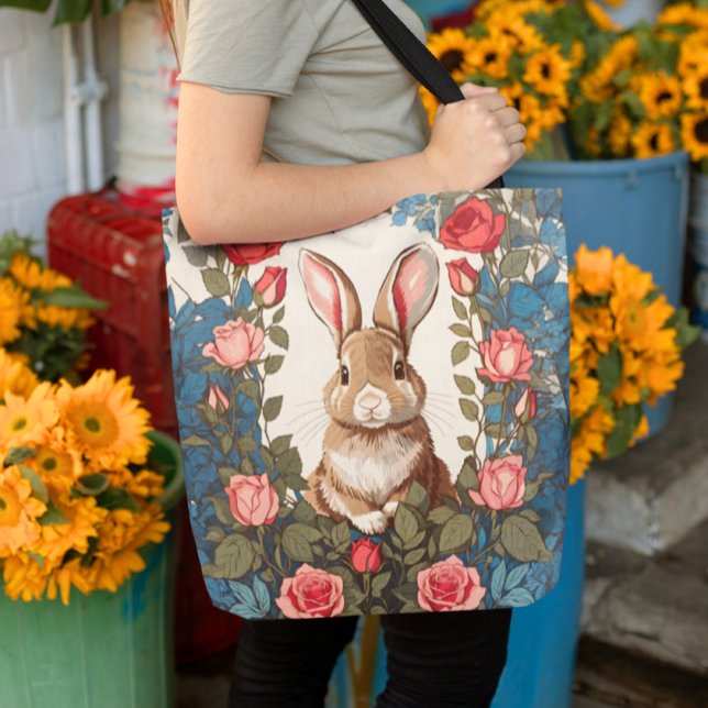 Brown Bunny Rose Garden Tote Bag (Creator Uploaded)