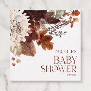Brown Burgundy Baby In Bloom Floral Baby Shower Favour Tags
