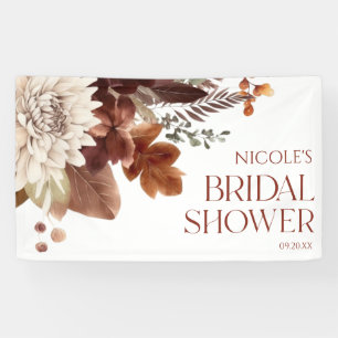 Brown Burgundy Fall In Love Floral Bridal Shower Banner