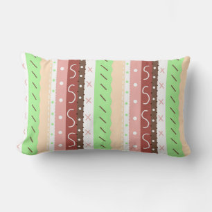 Brown, Burgundy, Green and Mauve Whimsical  Lumbar Pillow