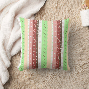 Brown, Burgundy, Green and Mauve Whimsical   Throw Pillow