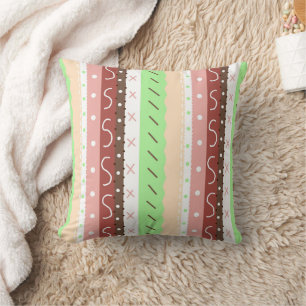 Brown, Burgundy, Green and Mauve Whimsical Throw Pillow