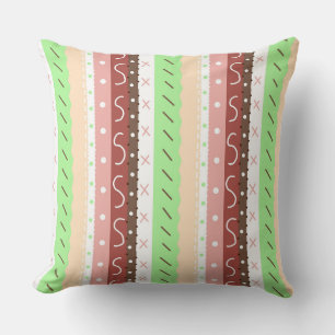 Brown, Burgundy, Green and Mauve Whimsical  Throw Pillow