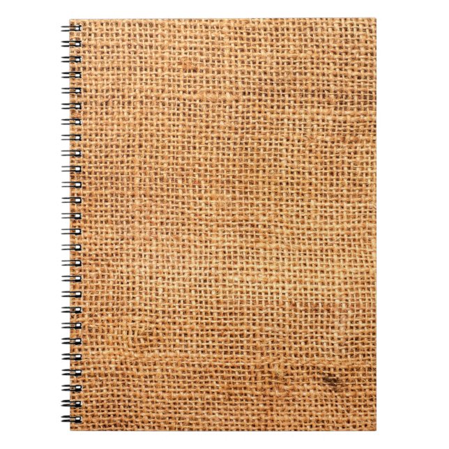 Brown burlap cloth background or sack cloth notebook (Front)