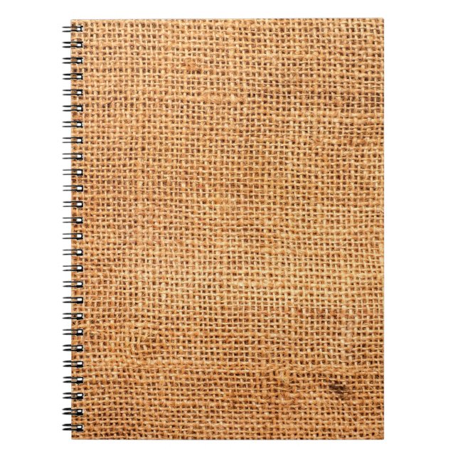 Brown burlap cloth background or sack cloth notebook (Front)