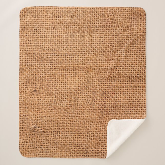 Brown burlap cloth background or sack cloth sherpa blanket (Front)