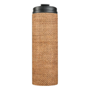 Brown burlap cloth background or sack cloth thermal tumbler