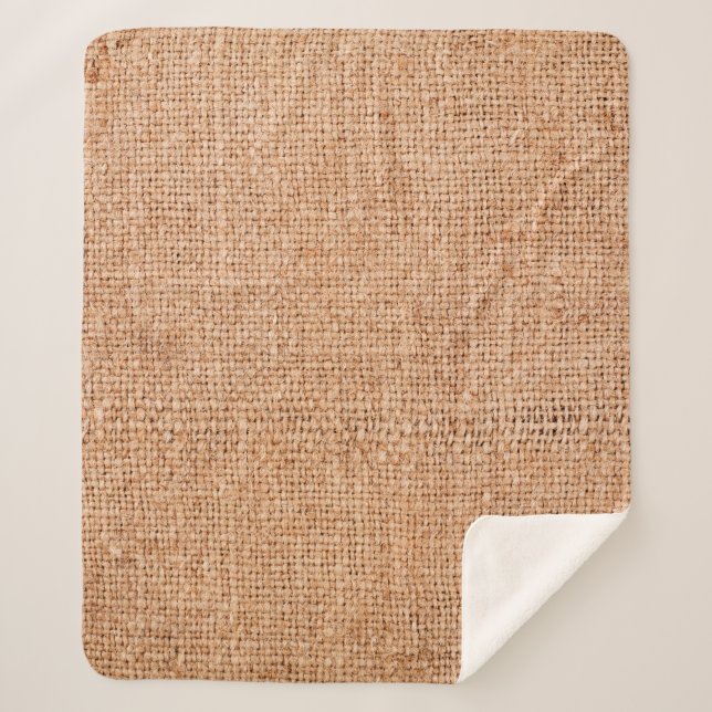 Brown burlap laying on white sheet. Abstract backg Sherpa Blanket (Front)