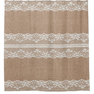 Brown Burlap Off-White Lace Texture