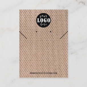 brown burlap paper necklace earrings  business card