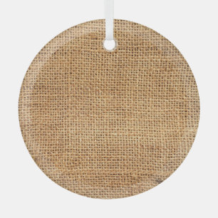 Brown Burlap Sack: Textured Cloth Background Glass Ornament