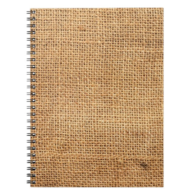 Brown Burlap Sack: Textured Cloth Background Notebook (Front)
