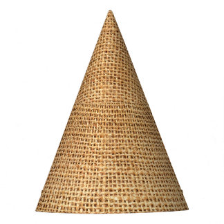 Brown Burlap Sack: Textured Cloth Background Party Hat