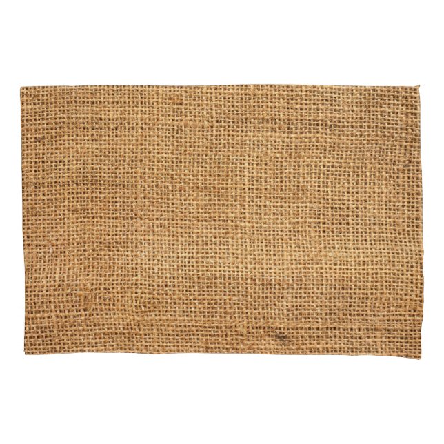 Brown Burlap Sack: Textured Cloth Background Pillowcase (Front)