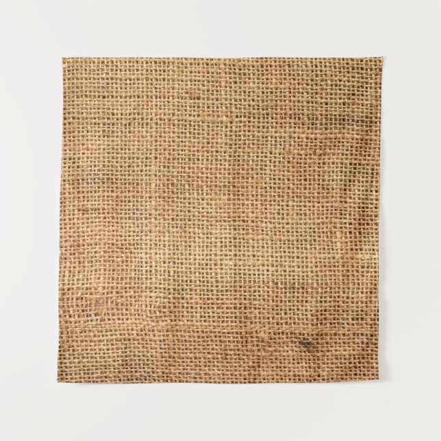 Brown Burlap Sack: Textured Cloth Background Tapestry (Front)