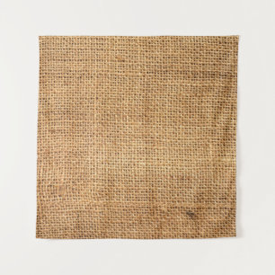 Brown Burlap Sack: Textured Cloth Background Tapestry