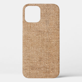 Brown burlap texture, rustic sackcloth. iPhone 12 case