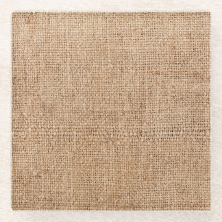 Brown burlap texture, rustic sackcloth. glass coaster