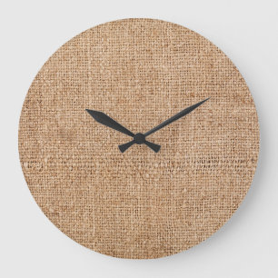 Brown burlap texture, rustic sackcloth. large clock
