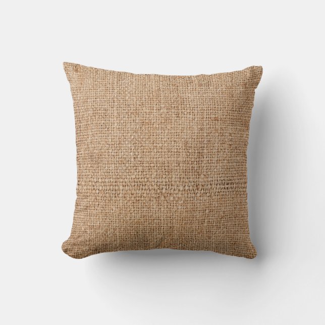Brown burlap texture, rustic sackcloth. throw pillow (Front)