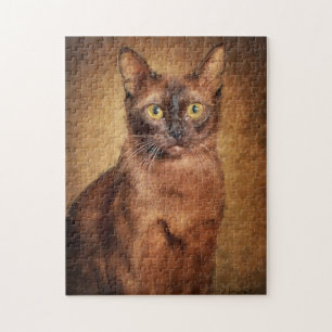 Brown Burmese Cat Portrait Jigsaw Puzzle