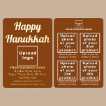 Brown Business Brand on Hanukkah Foil Holiday Card<br><div class="desc">Happy Hanukkah! Wishing you joy, peace and blessing this festival of lights. A holiday to celebrate and to advertise also your business or to promote your brand name to customers or clients. Customizable foil holiday card that you can put your business brand, your products or services and with Hanukkah greeting....</div>