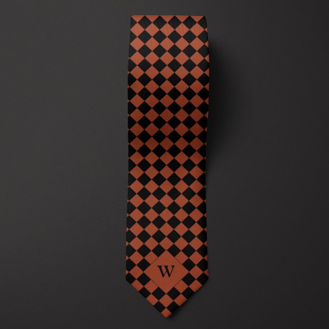 Brown Business Chequered Monogram Tie (Creator Uploaded)