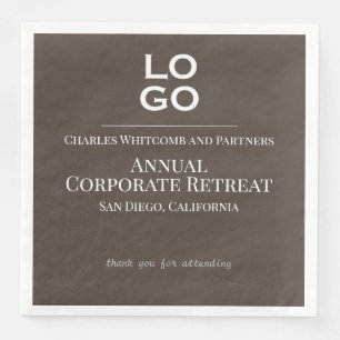Brown Business or Corporate Event Custom Logo  Napkin