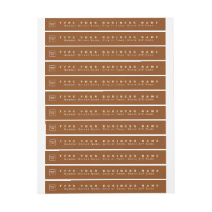 Brown Business Return Address Slim Wrap Around Label