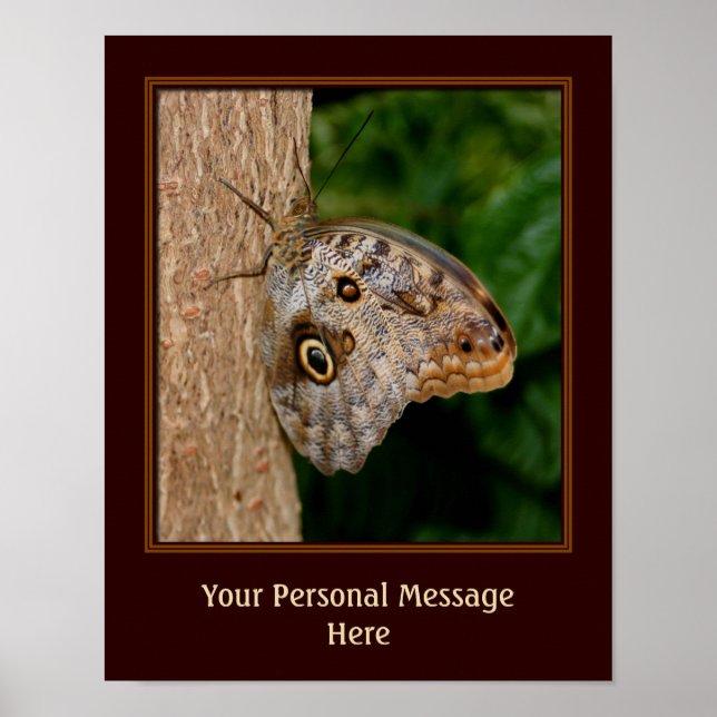 Brown Butterfly On Tree Personalized Poster (Front)