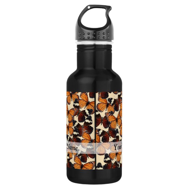 Brown butterfly pattern 532 ml water bottle (Front)