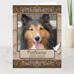 Brown Calligraph Swirls Custom Pet Sympathy Card