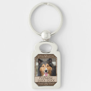 Brown Calligraph Swirls Custom Pet Sympathy Keychain