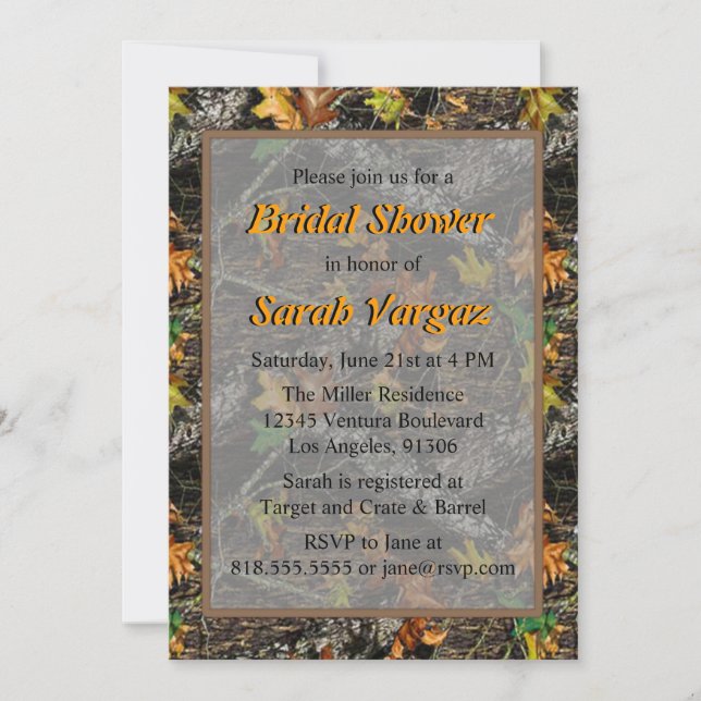 Brown - Camo Bridal Shower Invitations (Front)