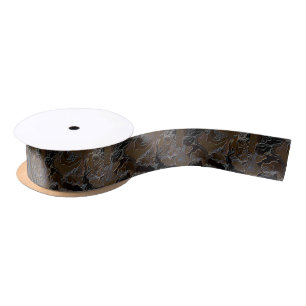 Brown Camo Effect Design Satin Ribbon