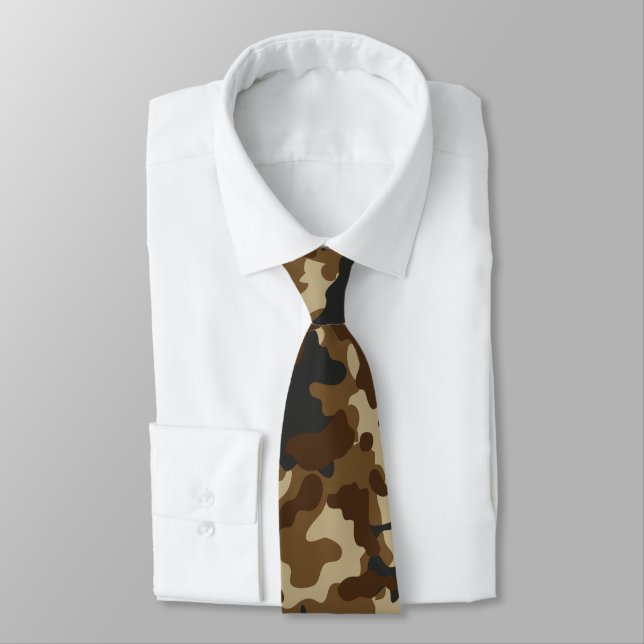 Brown Camo Neck Tie (Tied)