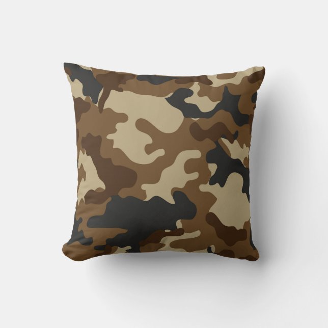 Brown Camo Throw Pillow (Front)
